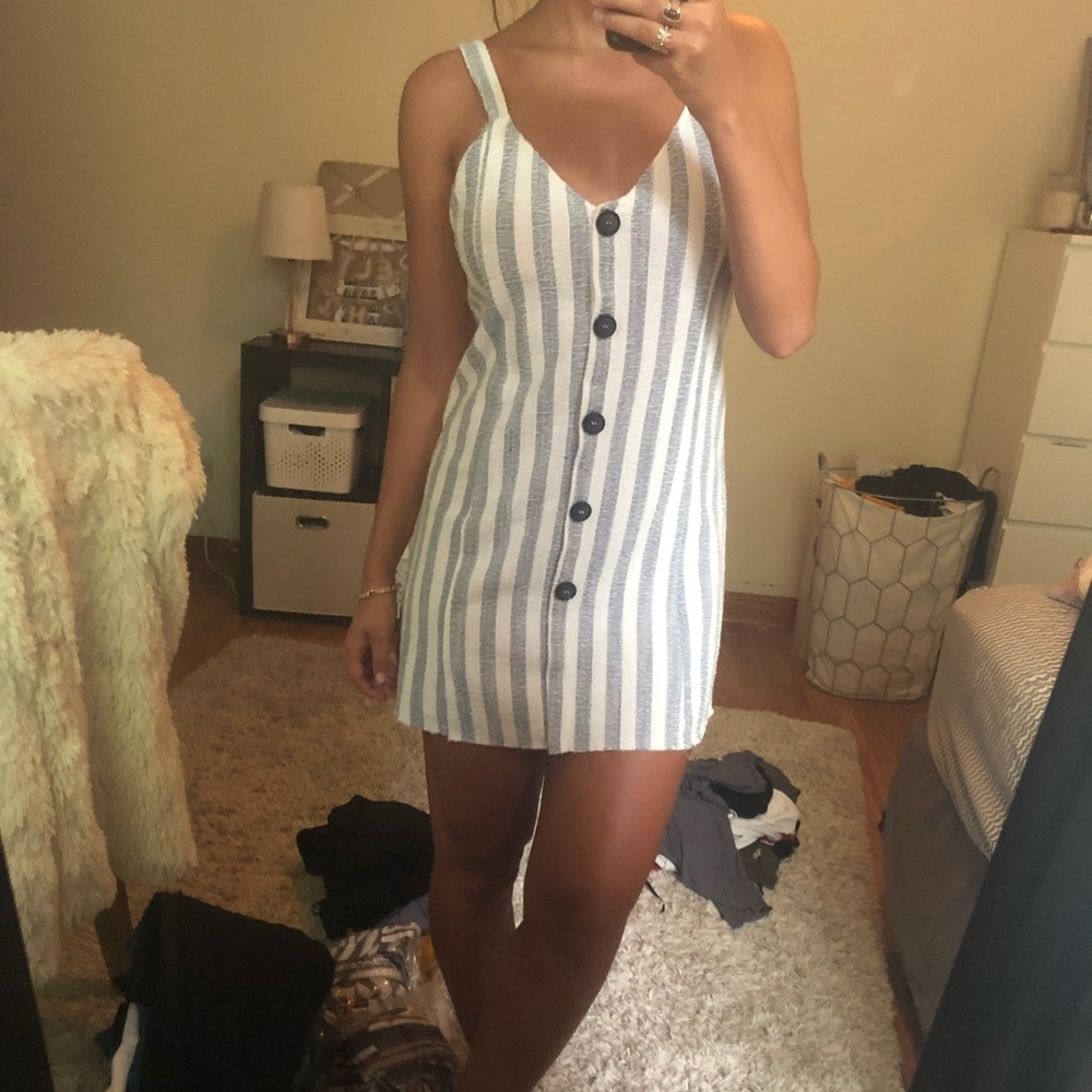 Zara pinstriped mini dress with buttons